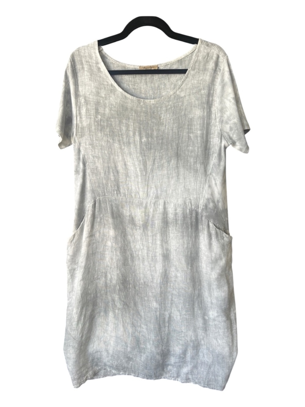 Beyond Capri Italy Linen Cotton Lagenlook Midi Dress Grey Size L